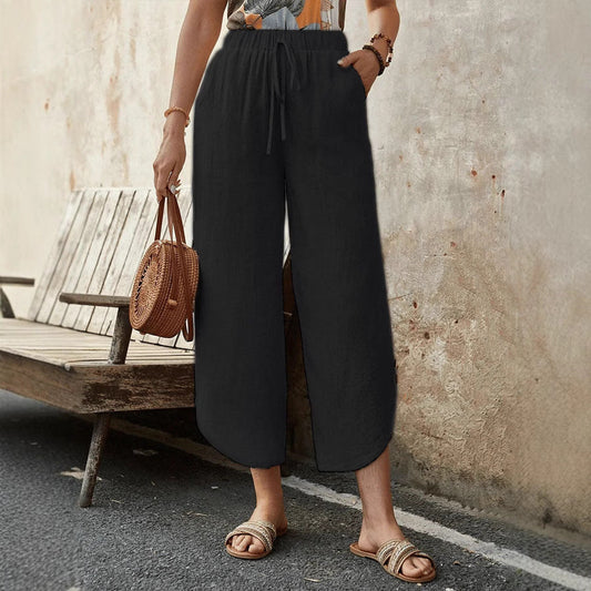 ๐ฟ Women's Cotton-Linen Cropped Drawstring Pants