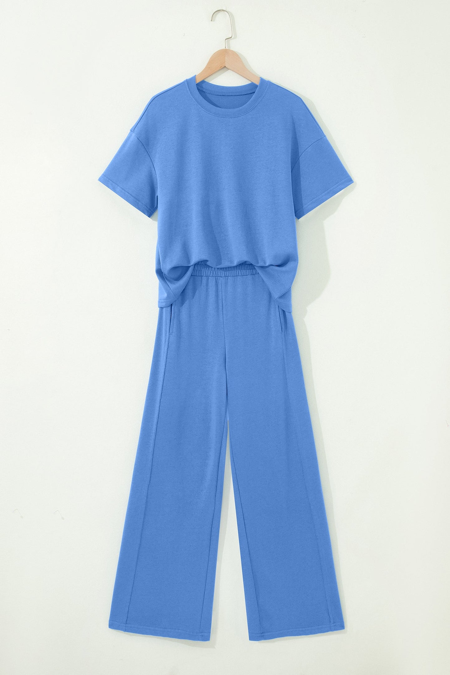 Solid Color Oversize Tee & Wide Leg Pants Set