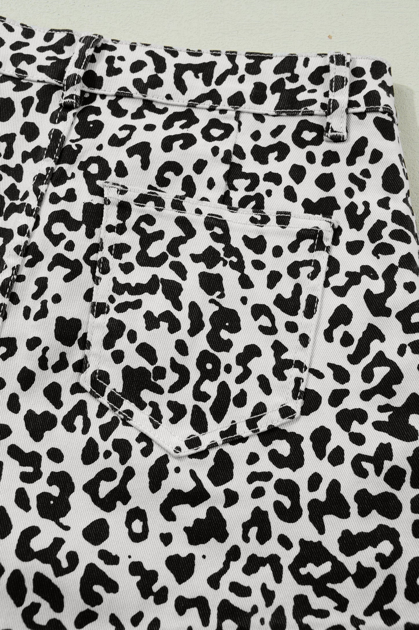 Leopard Denim Buttoned Overlap Shorts