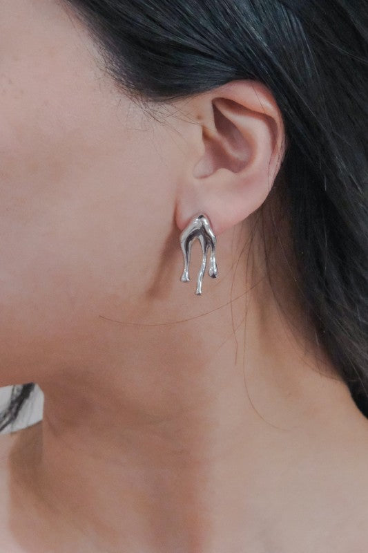 Drip Stud Earrings Silver