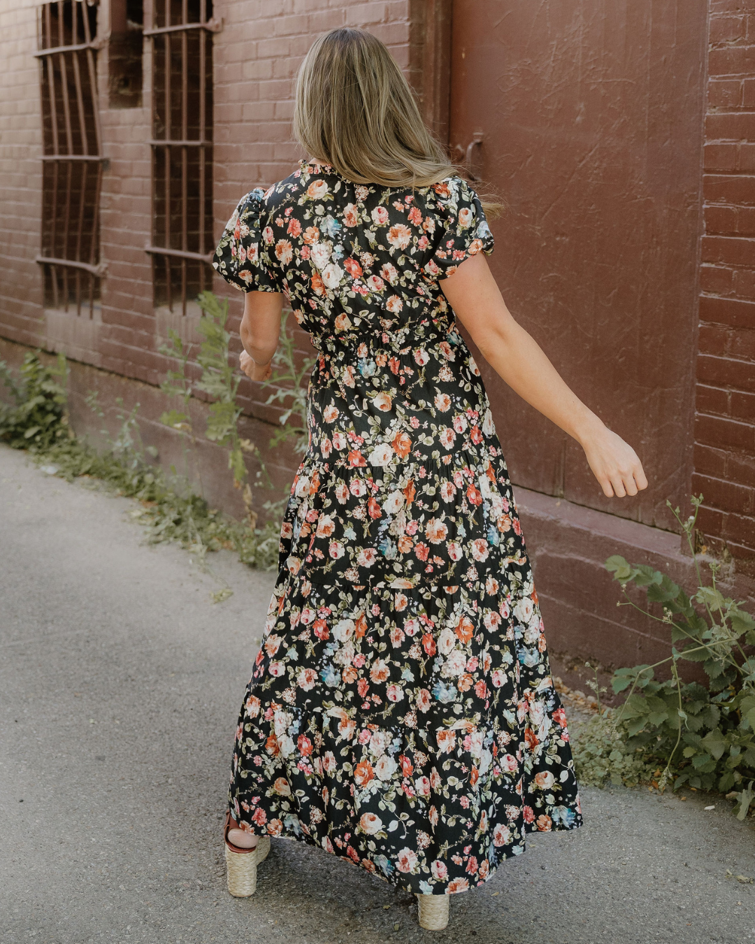 Calla Black Floral Maxi Dress | Tiered V Neck Dress