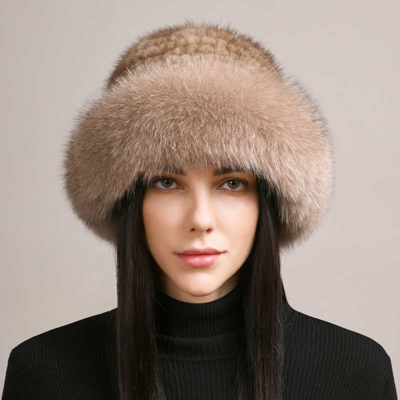 Women’s Mink Hair Winter Hat – Braided Fur Warm Elegant Beanie