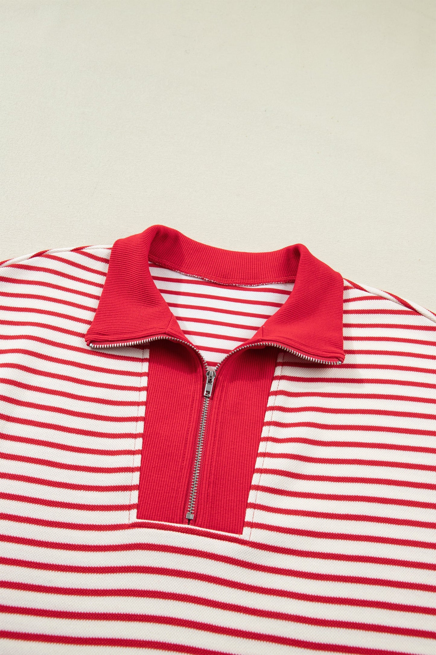 Stripe Quarter Zip Polo Collar T-Shirt Dress