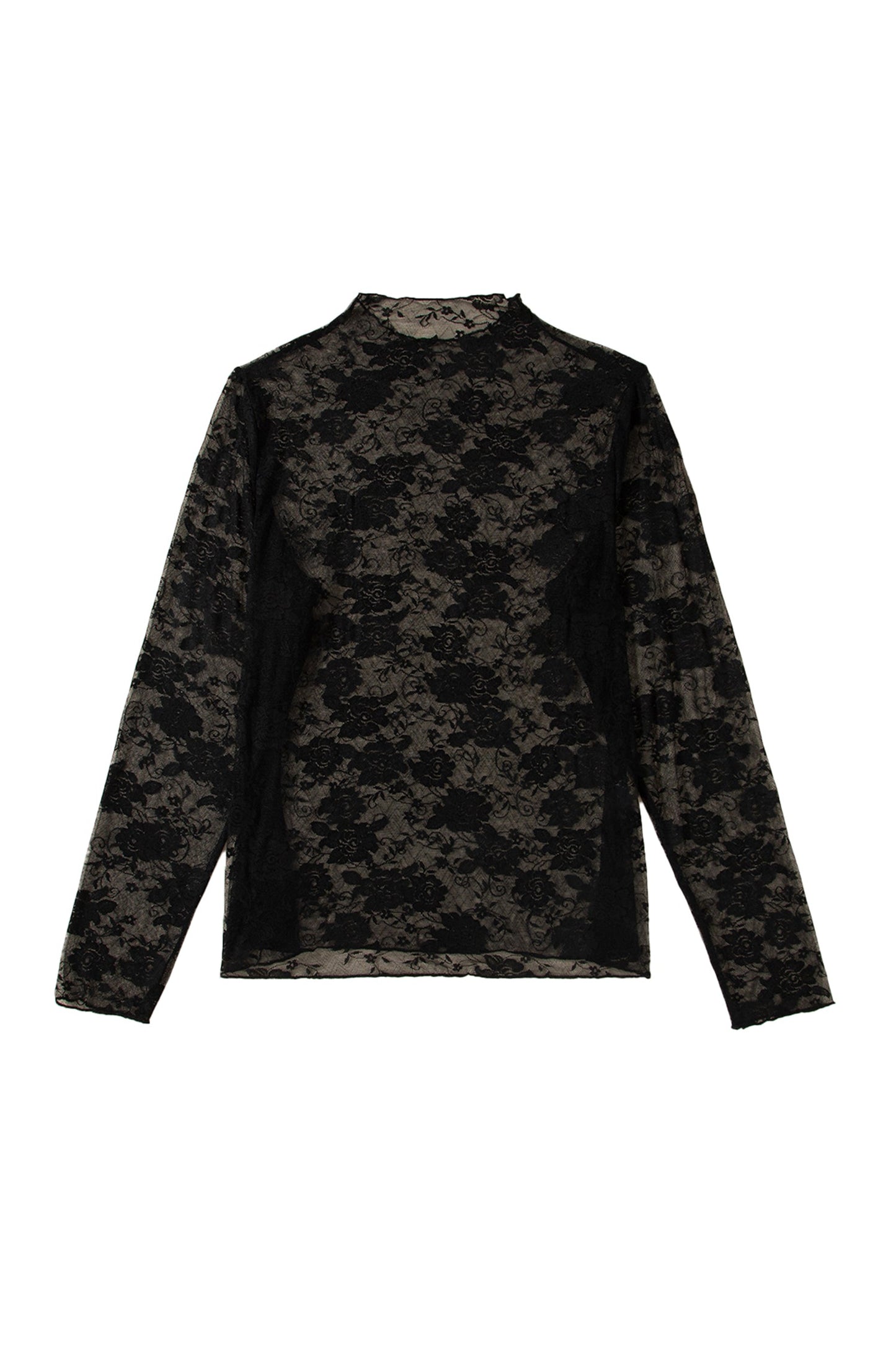 Plus Size Floral Mesh Long Sleeve Top