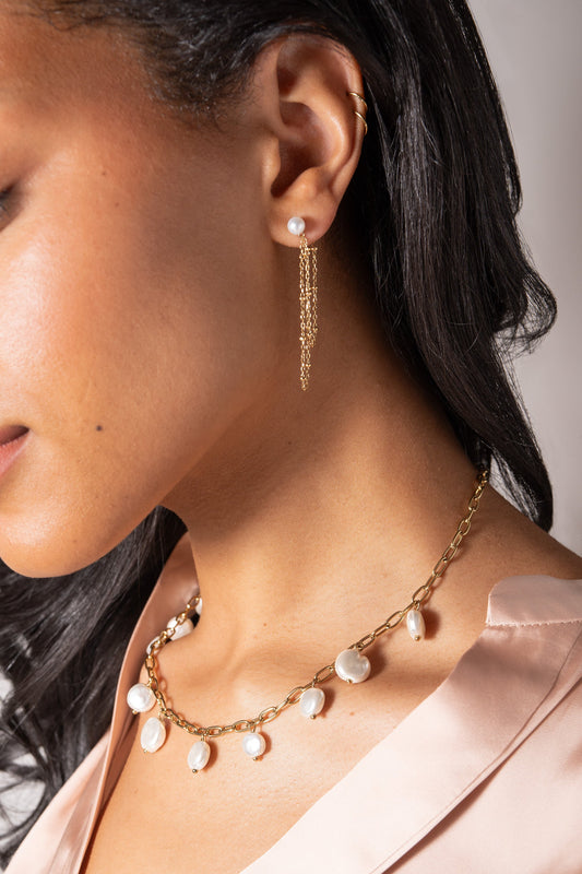 Freshwater Pearl Front-and-Back Earrings