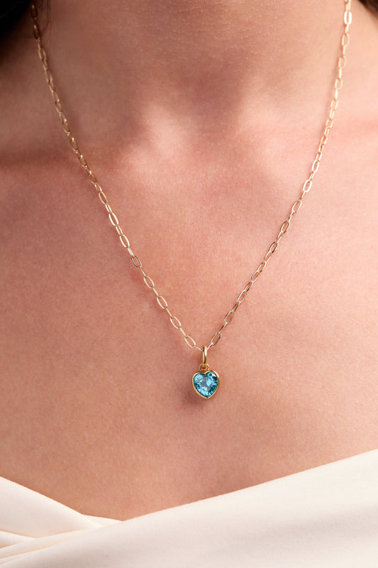 March 'Faith' Heart Birthstone Charm