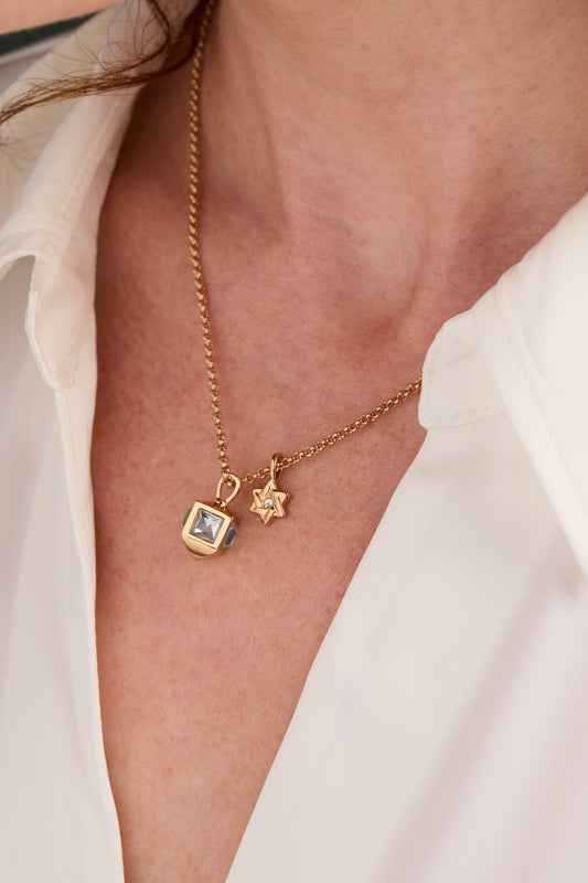 Hanukkah Star of David and Dreidel Pendant Necklace