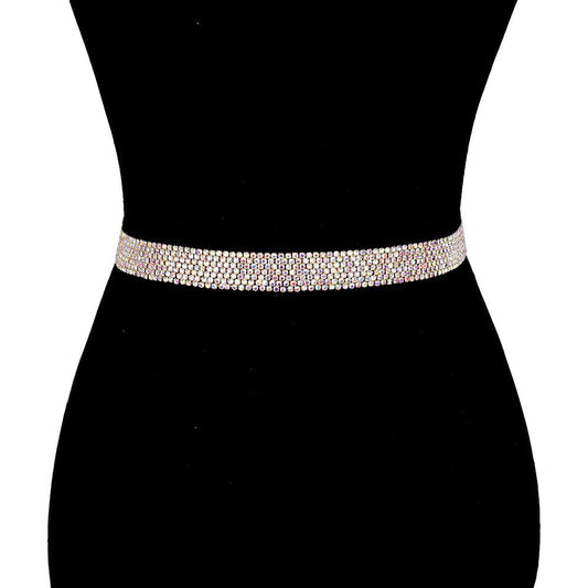 Crystal Rhinestone Sash Ribbon Bridal Wedding Belt Headband