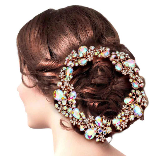 Floral Pave Glass Crystal Hair Comb