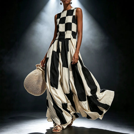 Round Neck Sleeveless Loose Maxi Dress