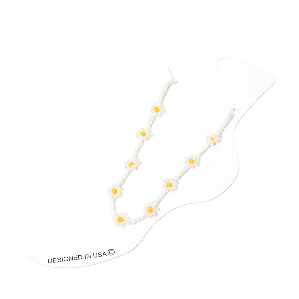 Flower Faceted Beaded Anklet