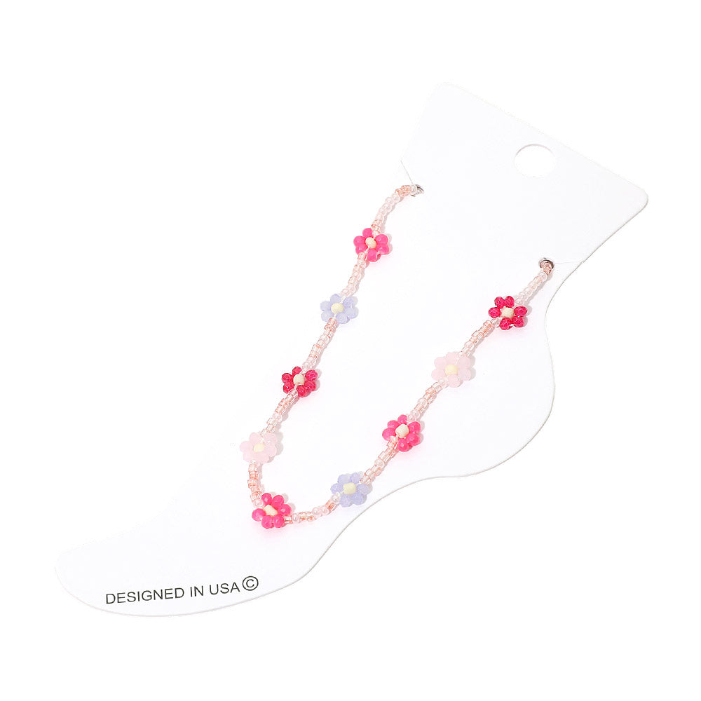 Flower Faceted Beaded Anklet