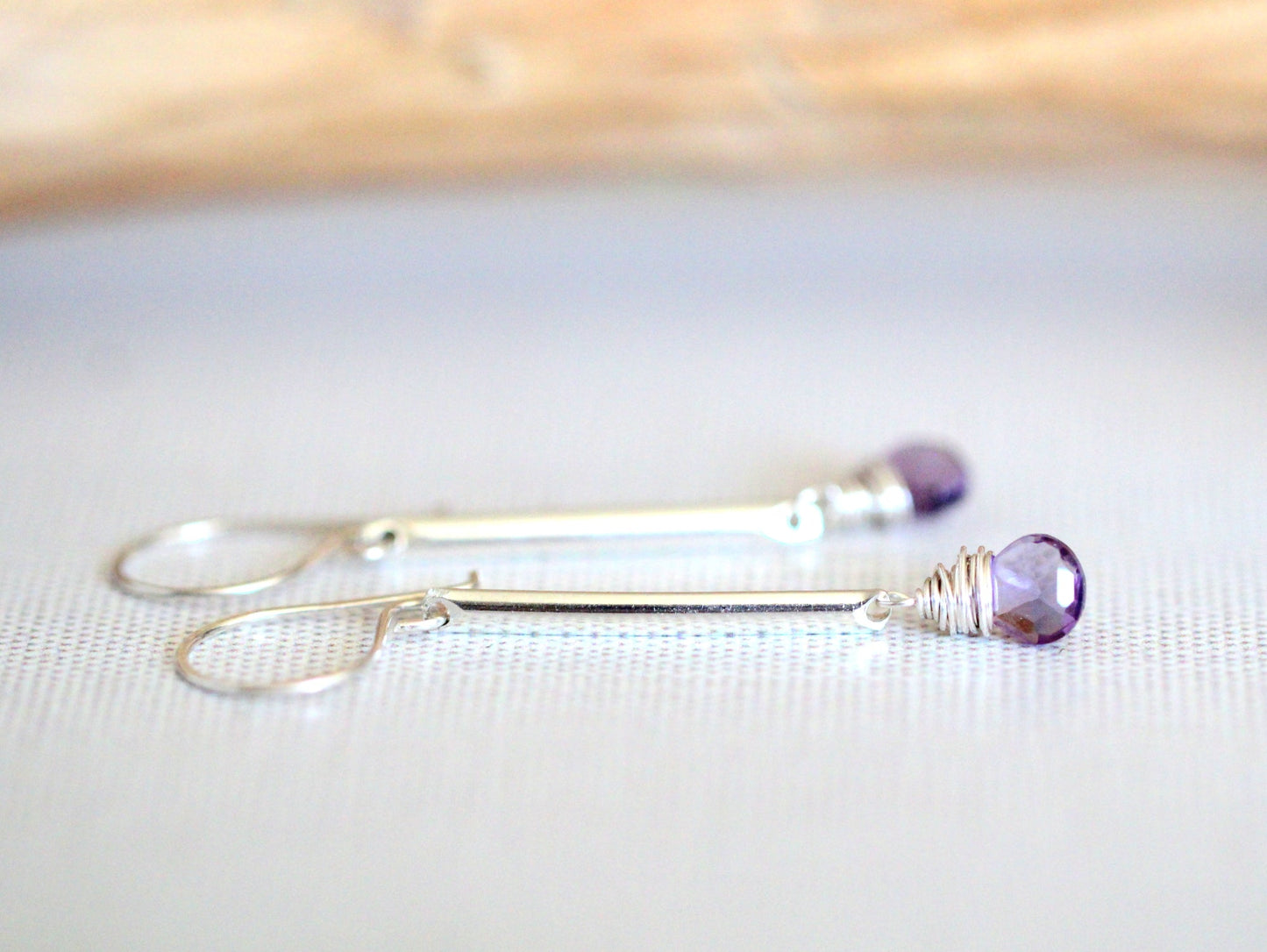 Amethyst Bar Earrings