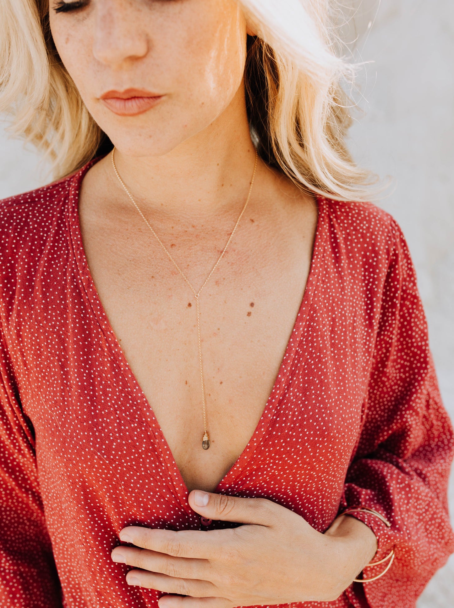 Moss Aquamarine Lariat Necklace