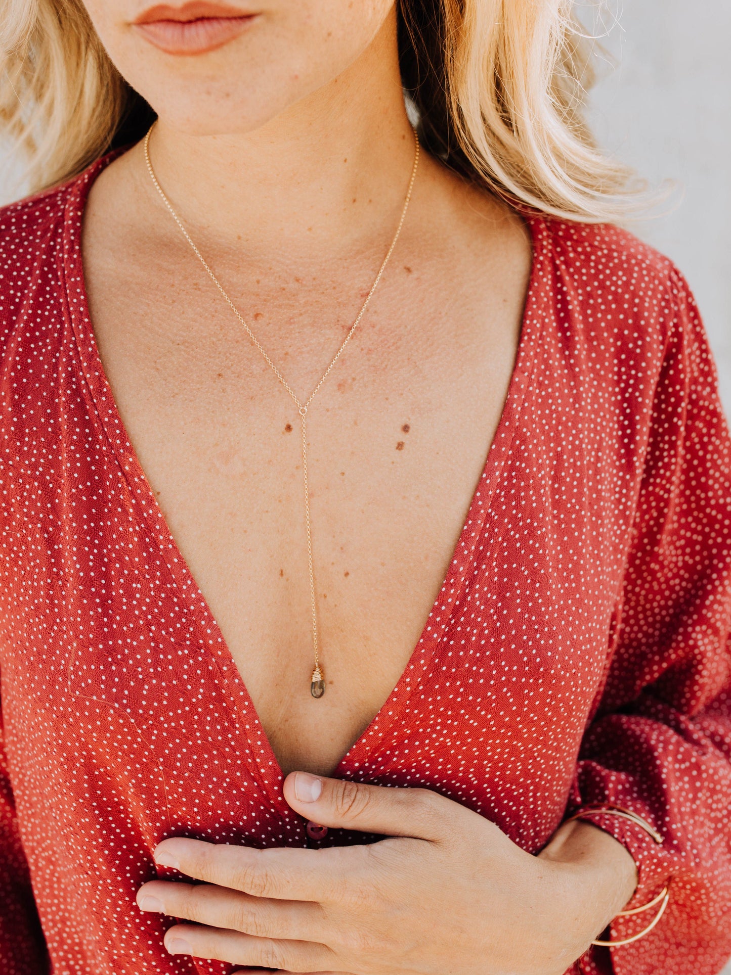 Moss Aquamarine Lariat Necklace