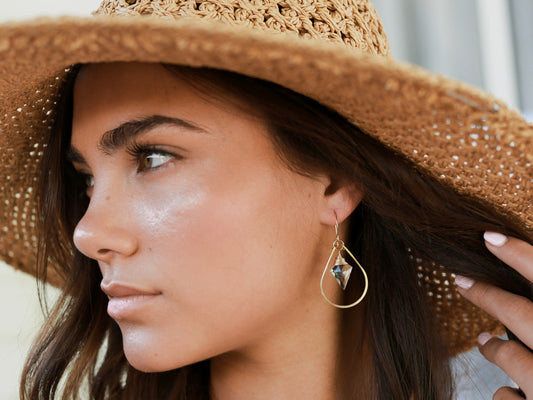Arrow Hoop Earrings - Crystal Quartz ( As Seen On Jane the Virgin )