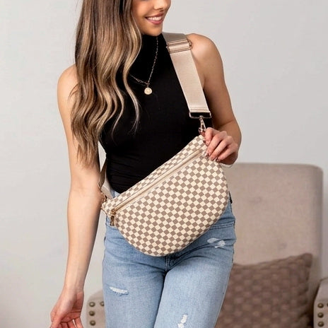 Layla Woven Checkered Crossbody Sling Bag