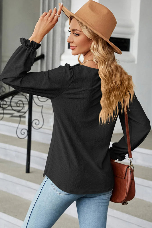 πΈ Round Neck Flounce Sleeve T-Shirt