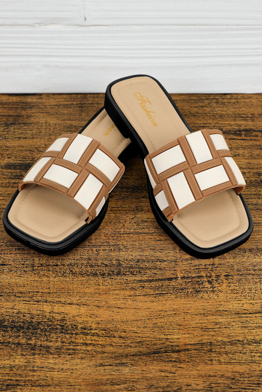 Two Tone Square Toe Slippers