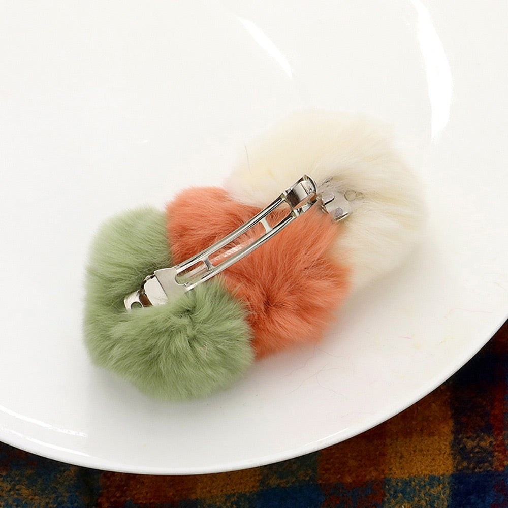 Faux Fur Triple Pom Pom Barrette