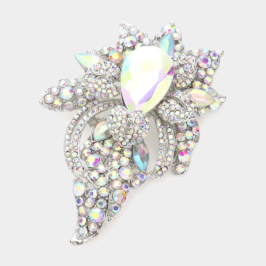 Floral Crystal Pave Bouquet Brooch Pendant