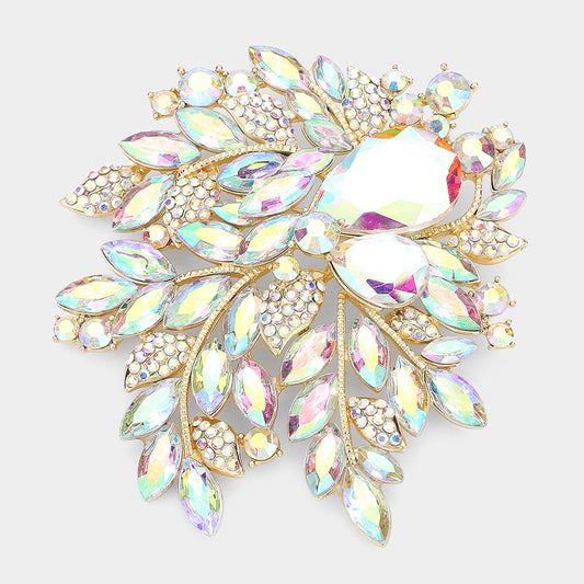 Floral Crystal Rhinestone Bouquet Brooch / Pendant