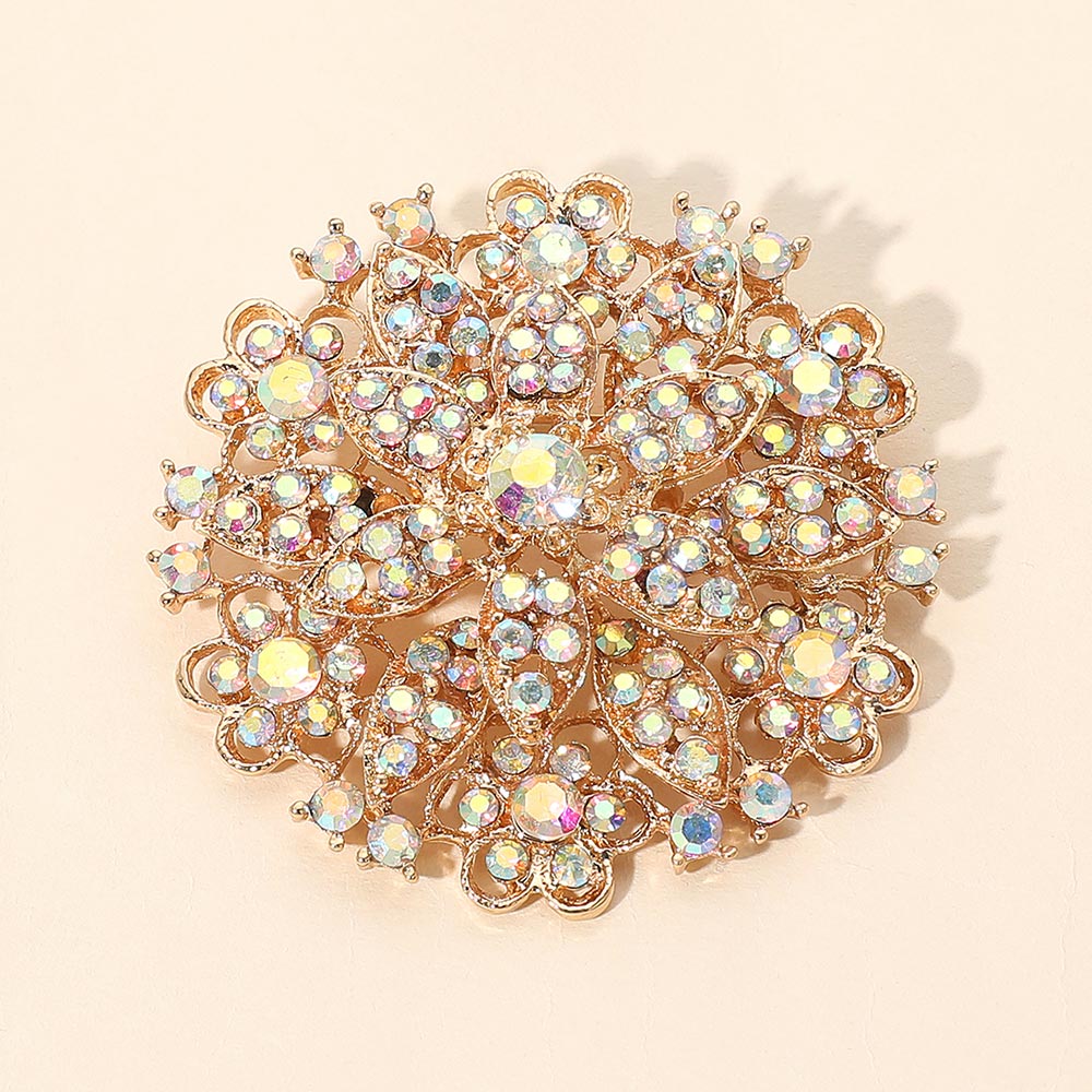 Vintage Floral Crystal Pin Brooch