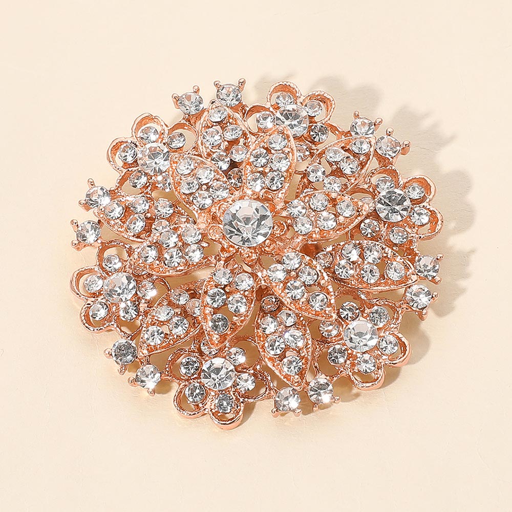 Vintage Floral Crystal Pin Brooch