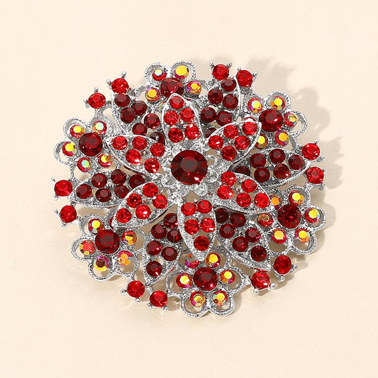 Vintage Floral Crystal Pin Brooch