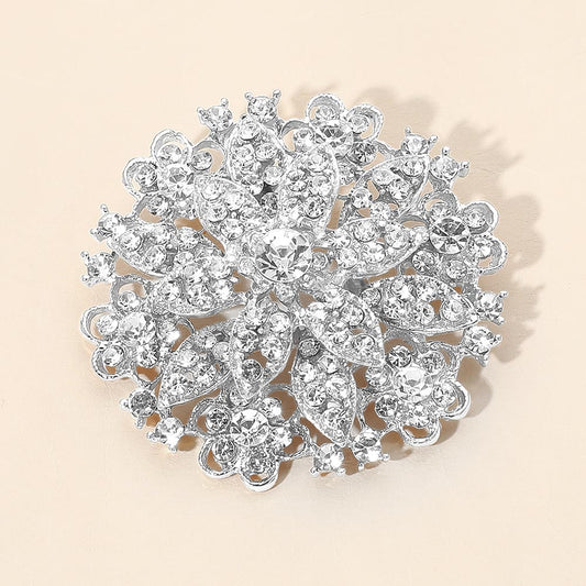 Vintage Floral Crystal Pin Brooch