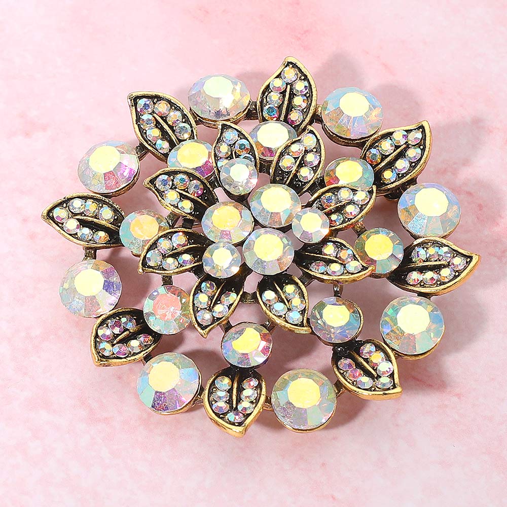 Rhinestone Embellished Elegant Floral Pin Brooch