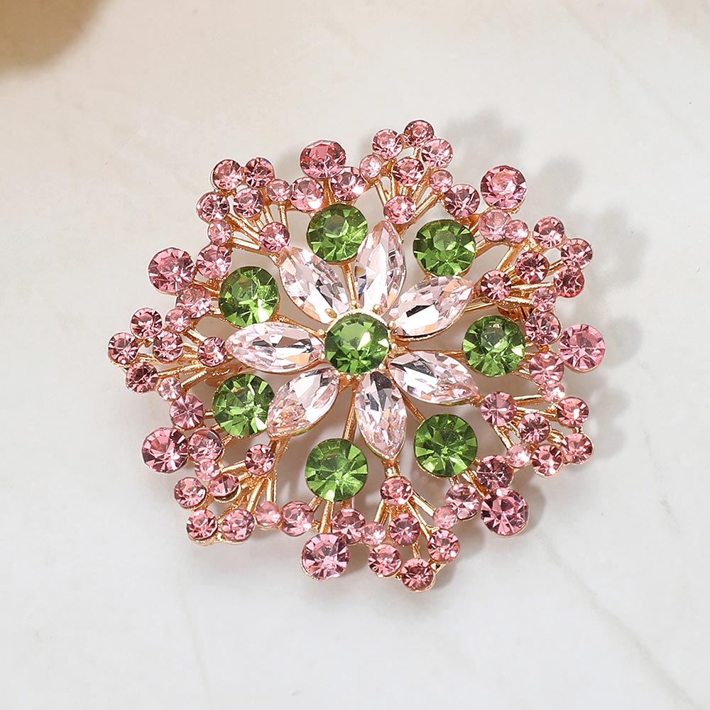 Floral Rhinestone Cluster Pin Brooch
