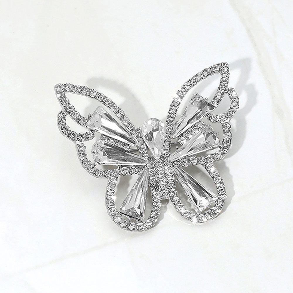 Stone Cluster Butterfly Pin Brooch