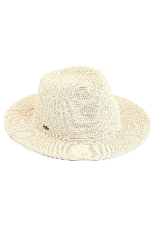 C.C Women's Lurex Paper Straw Panama Sun Hat