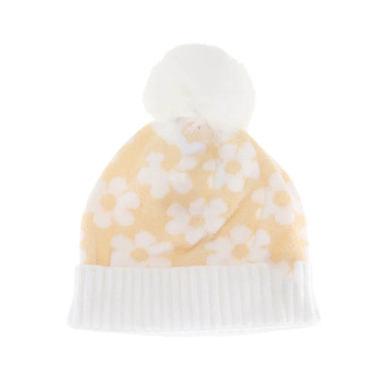 KIDS Daisy Faux Fur Pom C.C Beanie