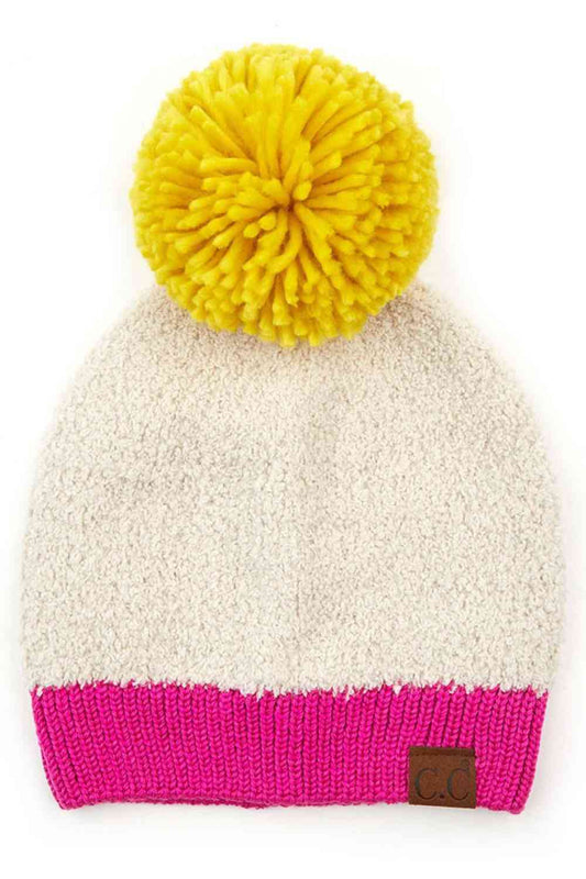 C.C Knitted Sherpa Soft Beanie With Color