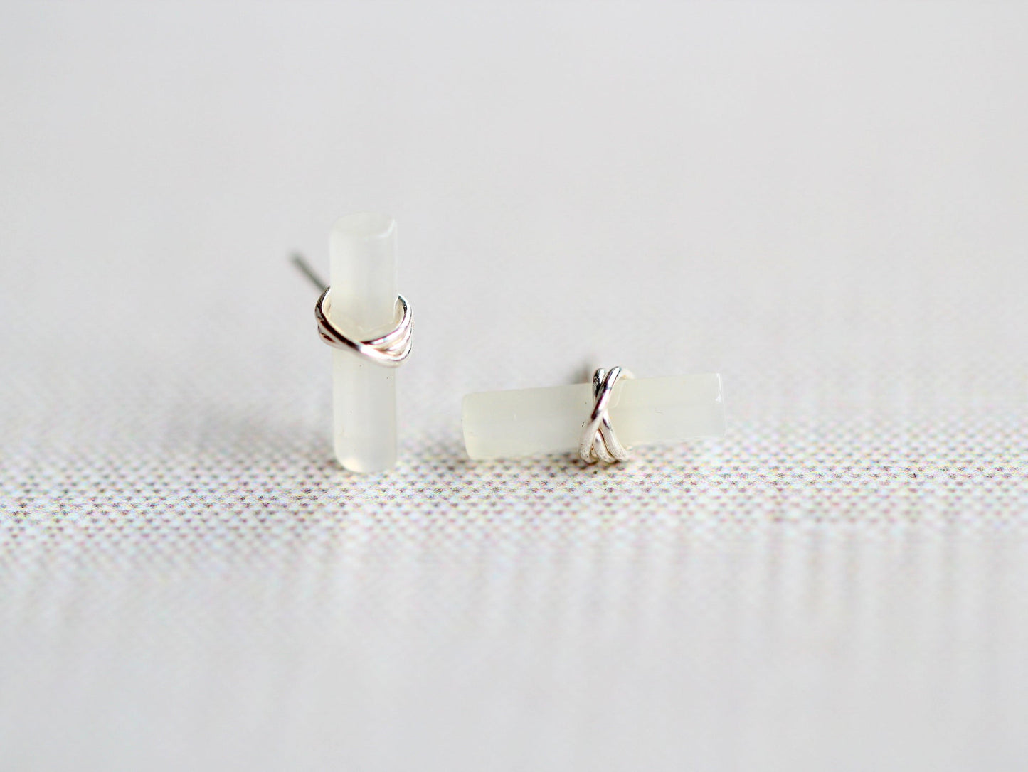 Birch Studs - Moonstone