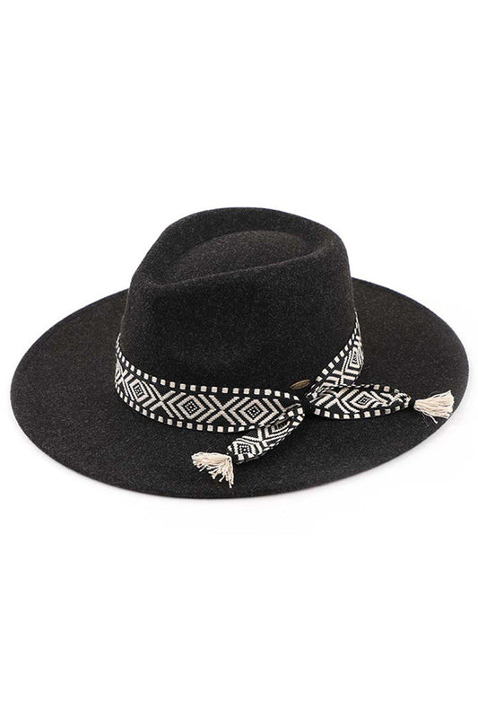 C.C Aztec Trim Vegan Felt Panama Hat