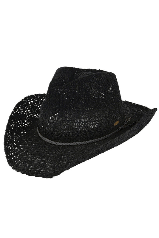 C.C Women's Horseshoe Lace Knitting Cowboy Hat