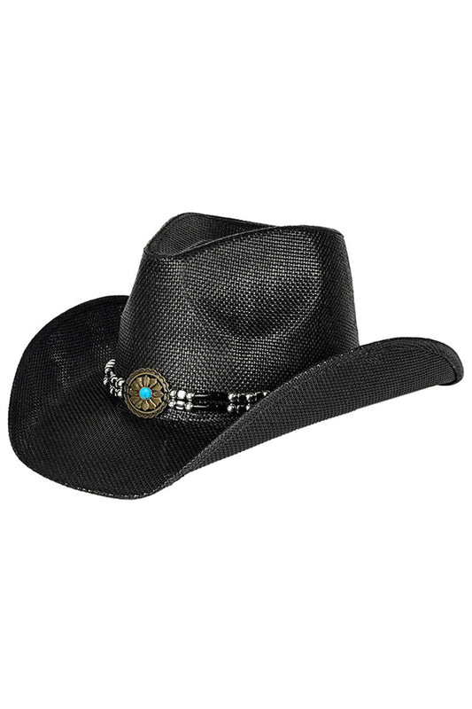 C.C Mixed Ethnic Bead Trim Band Cowboy Hat