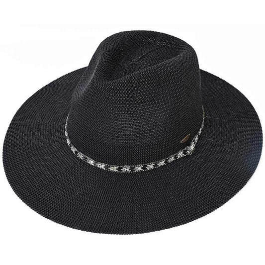 C.C Rhinestone Bugle Bead Trim Panama Hat