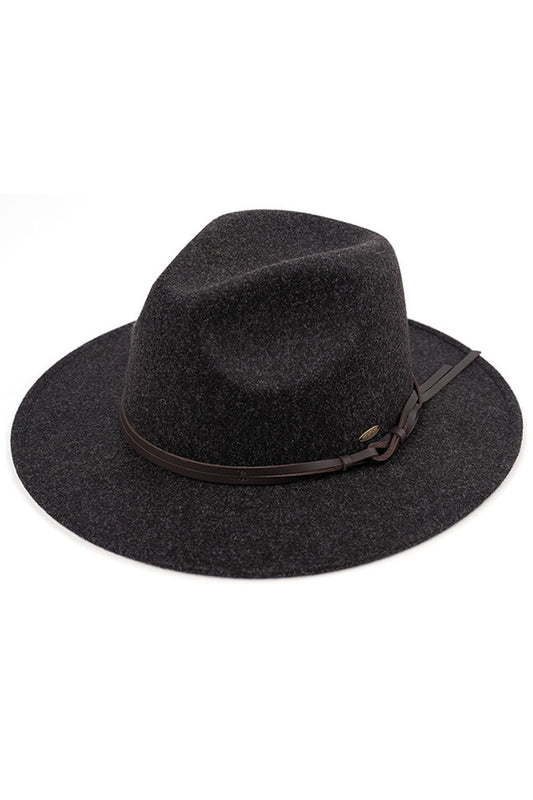C.C Vegan Felt Leather Trim Heather Color Hat