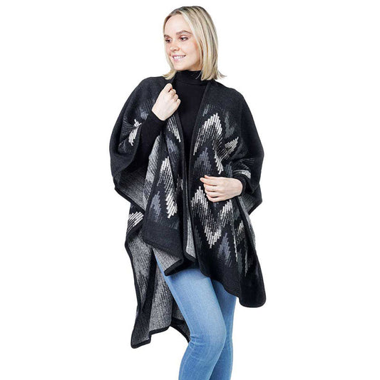 Chevron Pattern Cape Poncho Shawl Wrap