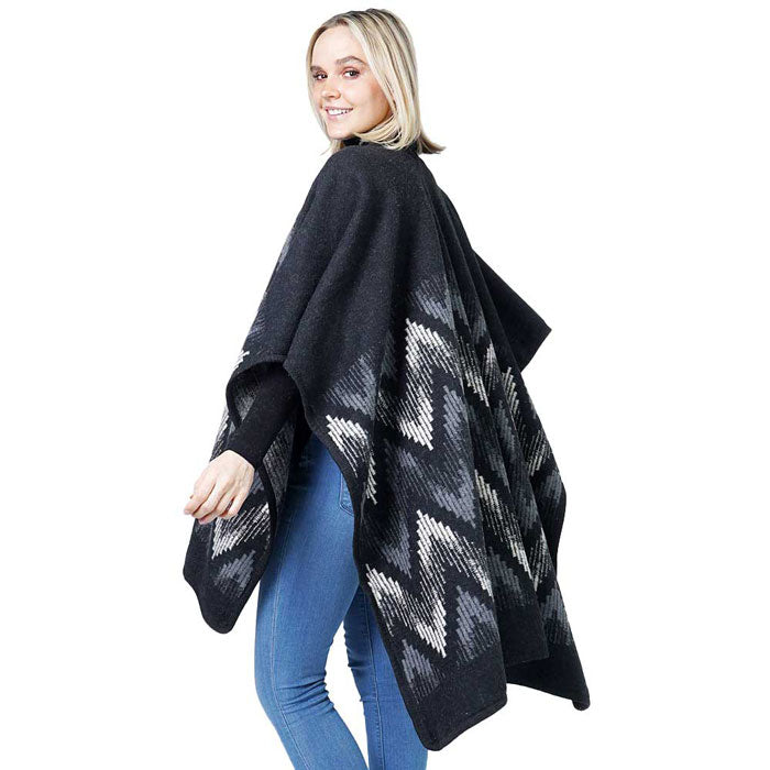 Chevron Pattern Cape Poncho Shawl Wrap