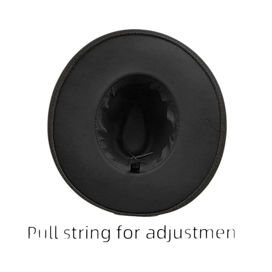 Faux Leather Band Solid Panama Hat