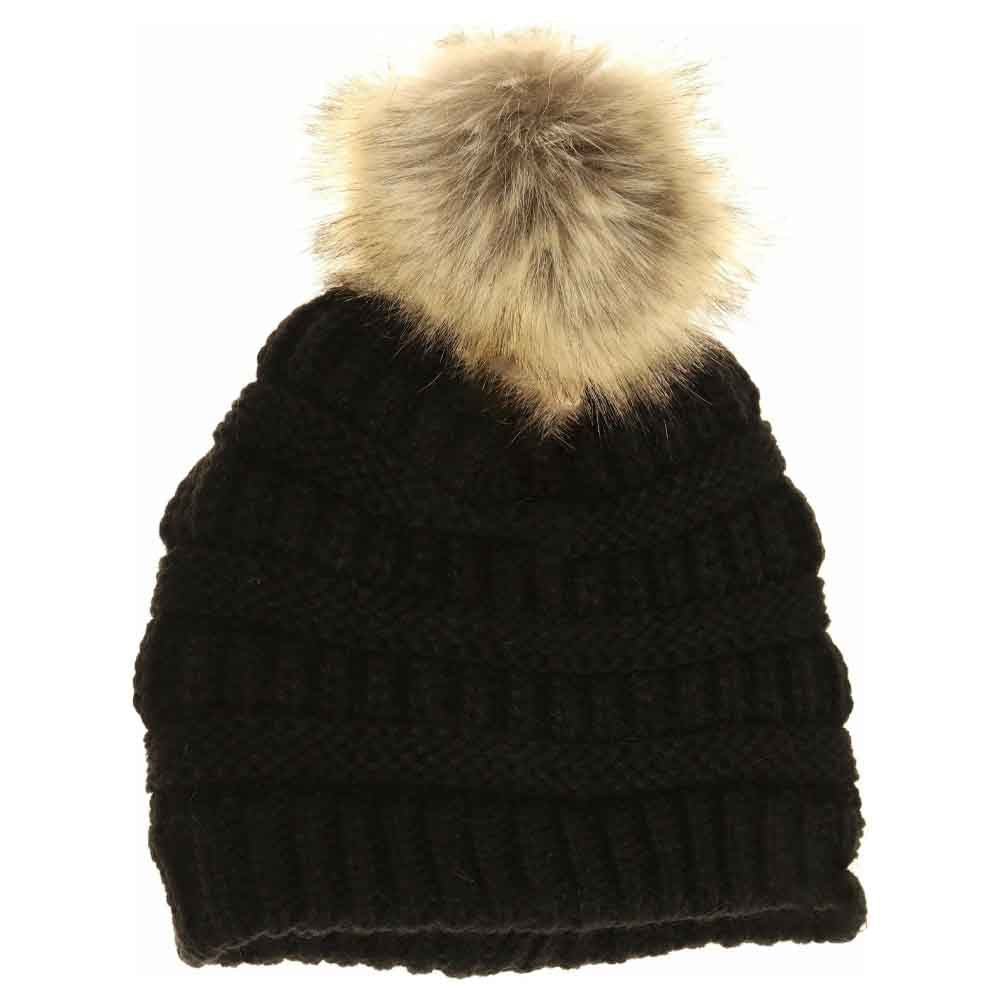 Kids Fur Pom C.C Beanie