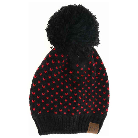 Heart Knit Pom C.C Beanie