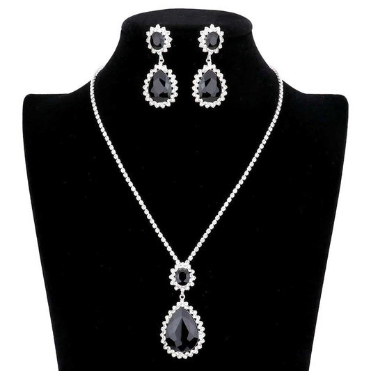 Teardrop Accented Rhinestone Necklace