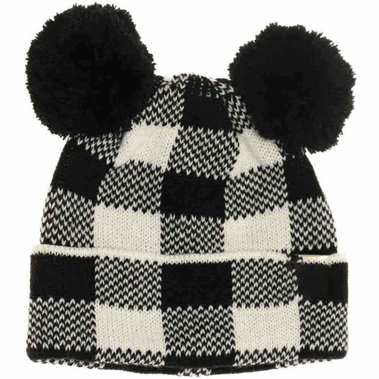 BABY Buffalo Plaid Pom Pom C.C Beanie