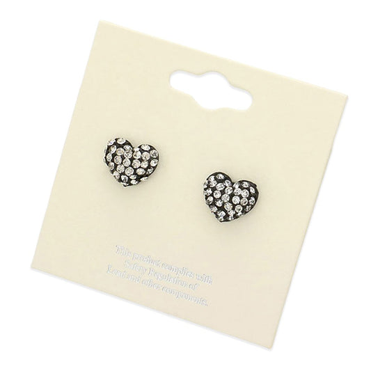 Crystal Pave Heart Stud Earrings